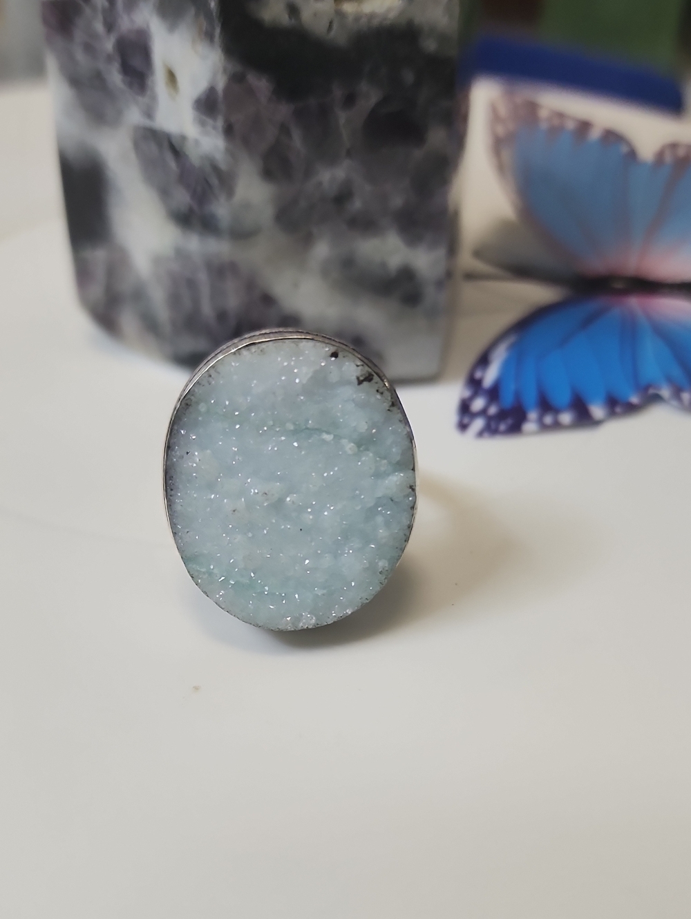 Light Blue Druzy Stone Ring